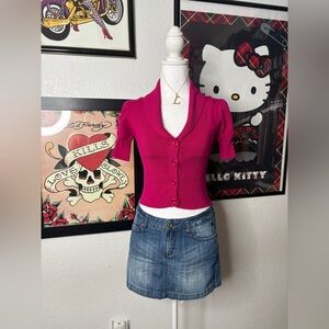 Xoxo Pink Short Sleeve Cardigan
